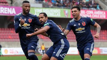 Futbol,  La Serena vs U de Chile. 
 Segunda fase ida Campeonato Copa Chile MTS 2018, el jugador de U de Chile Jean Beausejour celebra el gol , durante el partido jugado en el estadio La Portada. 
 La Serena, Chile. 
 10/06/2018
 Hernan Contreras/Photospor