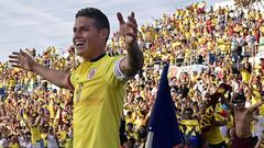 James Rodr&iacute;guez celebra su gol 20 con la Selecci&oacute;n Colombia