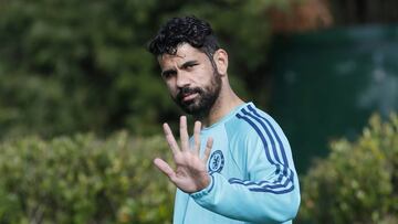 Diego Costa, durante un entrenamiento con el Chelsea.