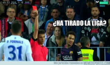 Málaga 2-0 Barcelona: los memes de la expulsión de Neymar