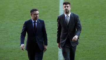 El presidente del Barcelona, Josep Maria Bartomeu, y Gerard Piqu&eacute;.