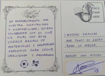 Adrián's Thank You note to UD Pilas