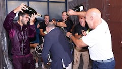 Baño de champán de Carlos Alcaraz y su equipo