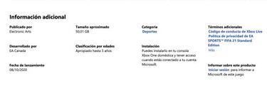 FIFA 21 confirma el peso de su descarga en Xbox One