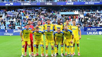Once del Cádiz CF en La Rosaleda en la tarde de hoy domingo 9 de marzo en la jornada 30 de la Liga Hypermotion.