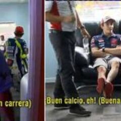 Rossi: "¿Gran carrera eh?"; Márquez: "Buena patada"