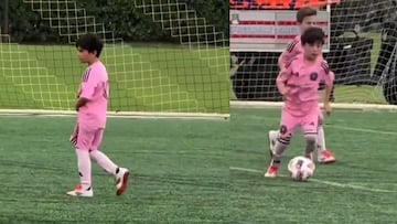 La jugada del hijo menor de Messi que es igual a la de su padre