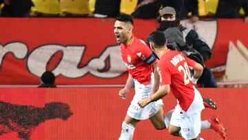 Falcao García celebrando un gol con el Mónaco ante el Lyon por Ligue 1