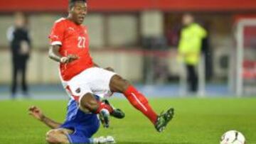 David Alaba durante un partido con Austria.