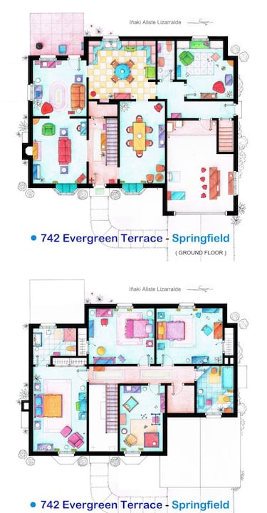 El plano oficial de la casa de ‘Los Simpson’ revela una habitación “oculta” que casi nunca sale en la serie