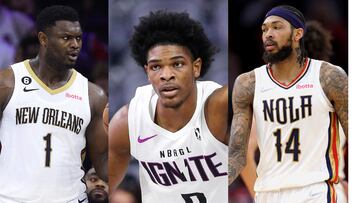 Zion Williamson (New Orleans Pelicans), Scoot Henderson (G League Ignite) y Brandon Ingram (New Orleans Pelicans)