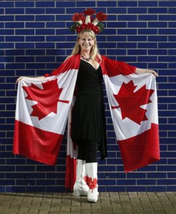 Aficionada canadiense en el Mundial de Rugby.