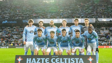 Formación inicial del Celta contra Osasuna en Balaídos para disputar el partido correspondiente a la 23ª jornada de LaLiga EA Sports.