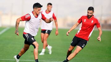 Silva y Puertas, durante un entrenamiento.