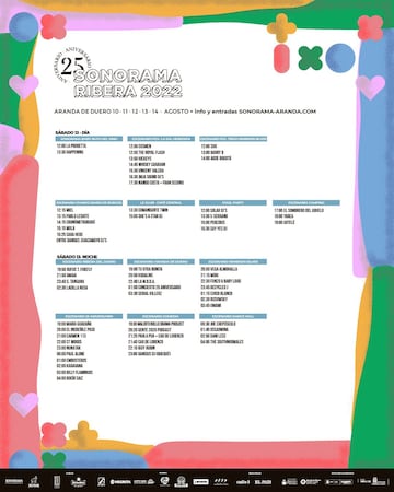 Los horarios del 13 de agosto del Sonorama Ribera.