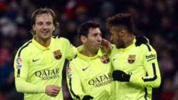Rakitic, Messi y Neymar.