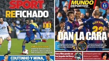 Portadas de &#039;Sport&#039; y &#039;Mundo Deportivo&#039; del viernes, 5 de enero de 2018.