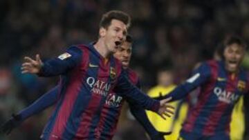 Messi celebra el gol de la victoria del Barcelona ante el Villarreal.