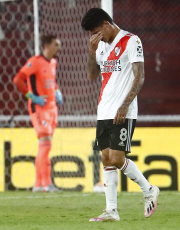 Jorge Carrascal era uno de los más insistentes en ataque de River Plate, pero su expulsión complicó el partido de vuelta