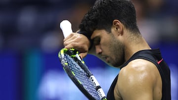 Carlos Alcaraz, contra Botic van de Zandschulp en el US Open.