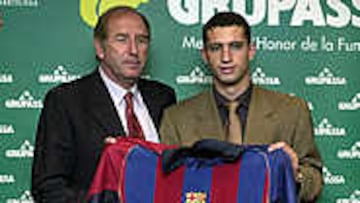Rochemback, junto a Charles Rexach, en su presentación como jugador del Barça.