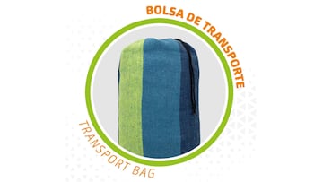 Hamaca colgante con bolsa para su fácil transporte está disponible en Amazon.