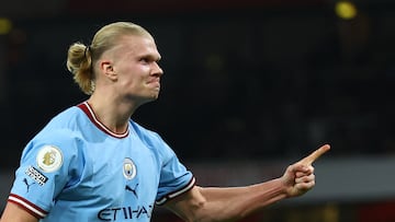 Erling Haaland, jugador del Manchester City, celebra el último gol contra el Arsenal.