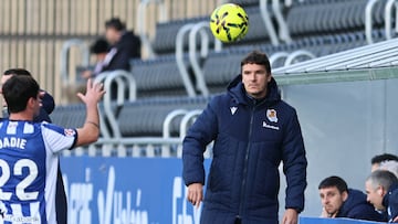 Ion Ansotegi, entrenador de la Real Sociedad B, en el partido contra el Albacete.