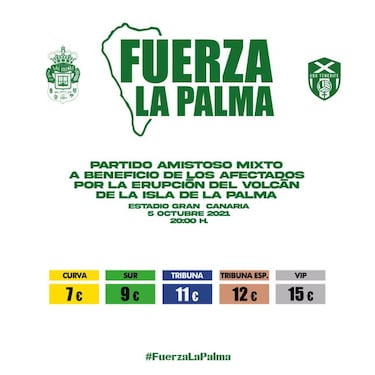Partido ben¨¦fico mixto por La Palma entre la UD Las Palmas y la UD Granadilla Tenerife