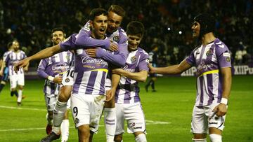 Gol de Mata durante un partido ente el Valladolid y la Cultural Leonesa.