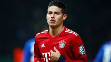 James Rodríguez en un partido de Bundesliga con el Bayern