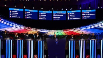 Soccer Football - UEFA Euro 2024 Final Draw - Elbphilharmonie Hamburg, Hamburg, Germany - December 2, 2023 General view of the groups during the draw REUTERS/Kai Pfaffenbach