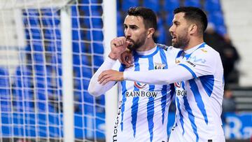 LEGANES, SPAIN - DECEMBER 19: Juan Munoz of CD Leganes celebrates after scoring his team's second goal during La Liga SmartBank match between CD Leganes and Real Zaragoza at Estadio Municipal de Butarque on December 19, 2022 in Leganes, Spain. (Photo by Quality Sport Images/Getty Images)