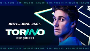 Cartel con el que la ATP anunció la clasificación de Casper Ruud para las Nitto ATP Finals de Turín.
