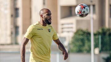 José Kanté, durante un entrenamiento de la selección absoluta de Guinea.
