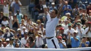 Nishikori celebra su triunfo. 