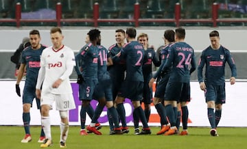 Los jugadores celebran el 1-5 de Griezmann. 