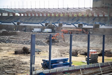 Las obras del estadio Ibercaja Romareda encaran su fase más intensiva tras el primer año de trabajos centrados en el Gol Sur.