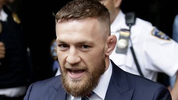 Conor McGregor speaks to the media after he pleads guilty only to a disorderly conduct violation in New York City on July 26, 2018. UFC star Conor McGregor pleaded guilty to a single violation of disorderly conduct in Brooklyn criminal court on Thursday f