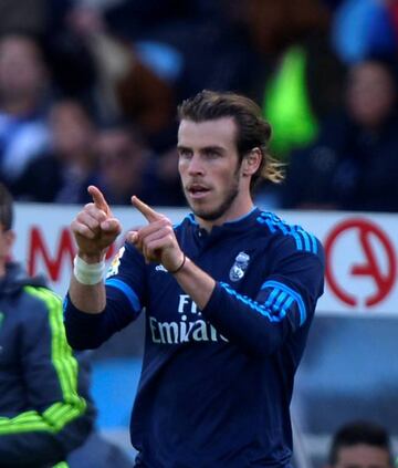 Gareth Bale celebrates his goal during match against Real Sociedad.