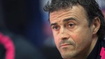 El entrenador del FC Barcelona, Luis Enrique, durante la rueda de prensa de hoy.