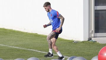 Rodrigo de Paul, en su primer entrenamiento con el Atl&eacute;tico.