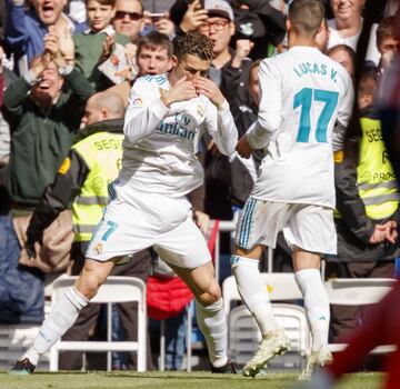 Cristiano Ronaldo celebrates after scoring.