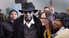 CHICAGO, ILLINOIS - FEBRUARY 23: Jennifer Bonjean (C), attorney for R&B singer R. Kelly, poses for a picture with family members including Kelly's uncle Gregory Preston (L) following his sentencing hearing at the Dirksen Federal Building on February 23, 2023 in Chicago, Illinois. Kelly, who is currently serving a 30-year sentence for racketeering and sex trafficking, was sentenced today on federal charges of child pornography and enticement of a minor for sex.  (Photo by Scott Olson/Getty Images)