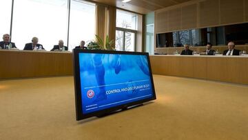 Ceferin recibió a Tebas en la sede de la UEFA.