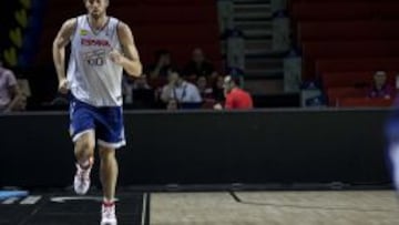 Pau Gasol se entrenó al margen del grupo en el Palacio.