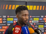 Jefferson Lerma en zona mixta con la Selección Colombia.