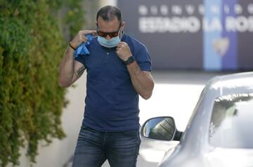 Josemi llegando al Estadio de la Rosaleda para realizarse los test del Covid-19 y serológicos.