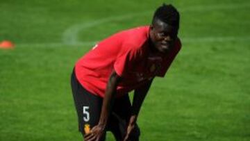 Thomas, en un entreno con el Mallorca.