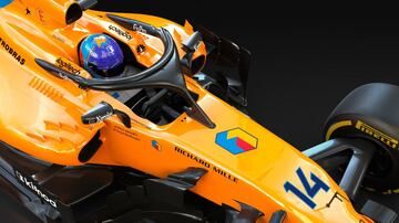 El dise?o Est¨¢ inspirado por el propio Fernando Alonso, basado en el distintivo azul, amarillo y rojo de los colores de su casco (los que rinden un homenaje considerable a su regi¨®n natal de Asturias, en el norte de Espa?a).